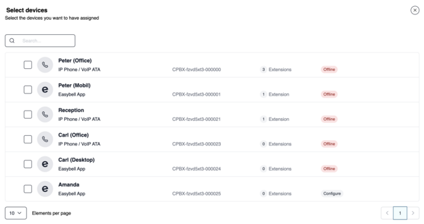 Simply right-click to specify the end devices to be assigned to your extension.