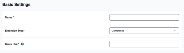 Select the Conference mode using the button in the Extension type window.